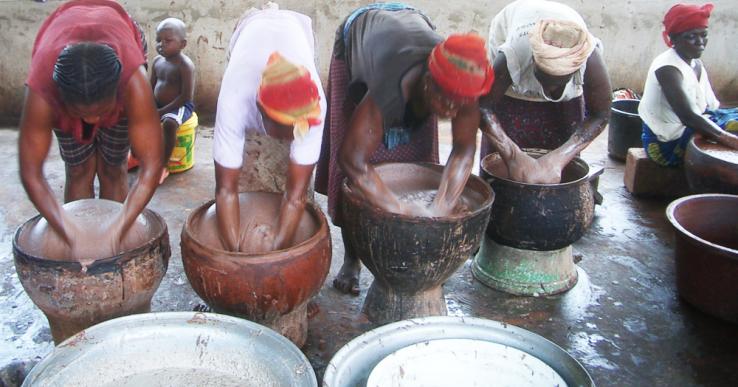 Burkino Faso women extracting shea butter